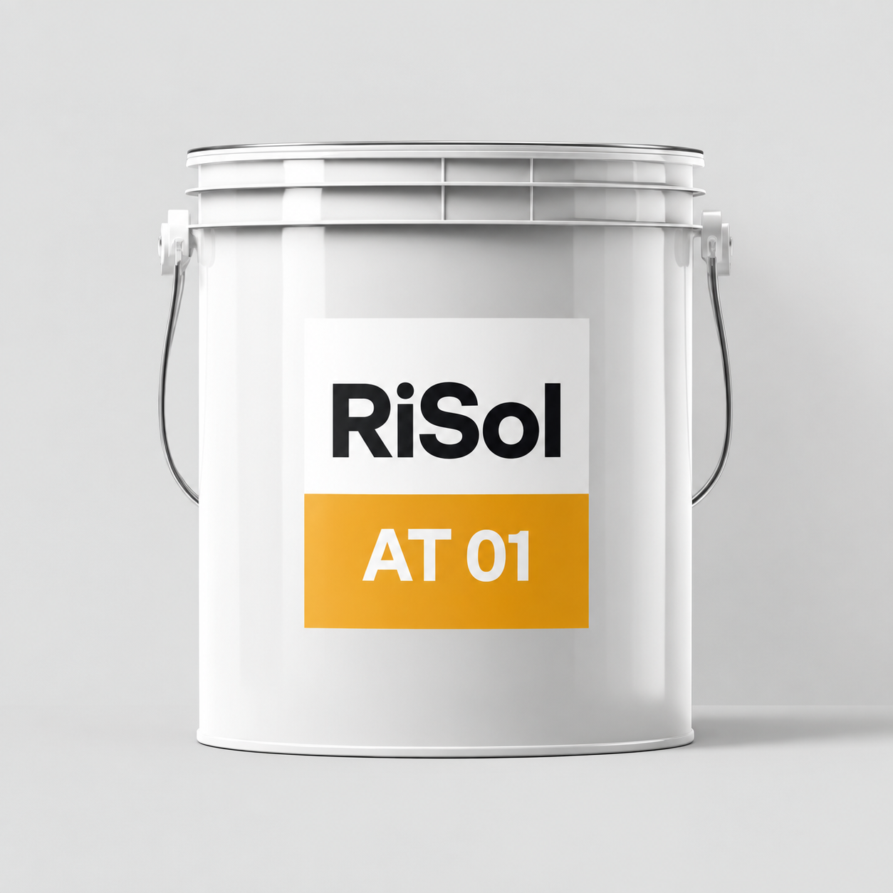 AT 01 — бір компонентті алкидті фиништік эмаль — RiSol өнімінің ақ өнеркәсіптік ыдысы
